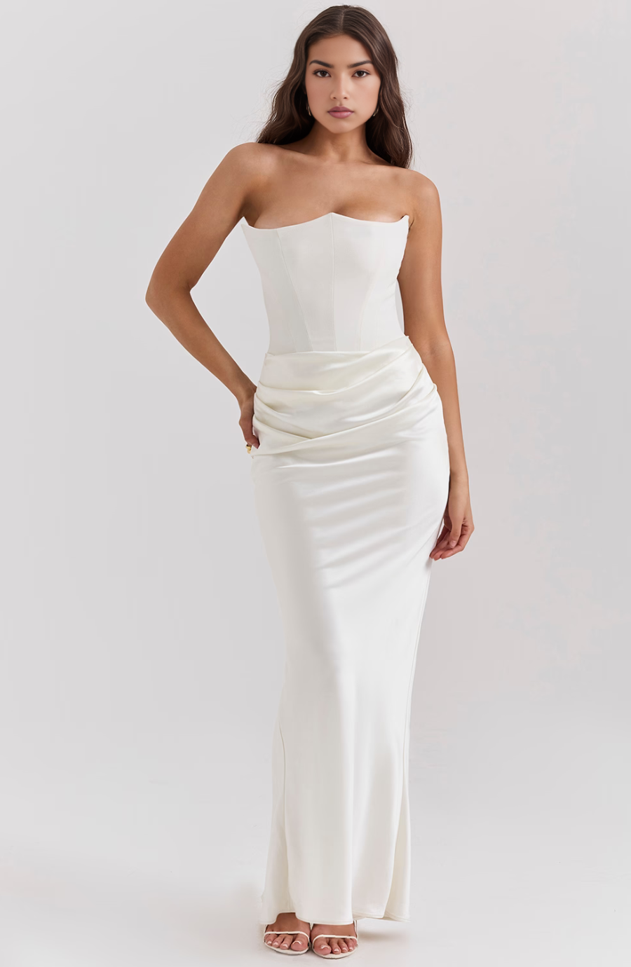 Hera - Elegant Retro Solid Color Strapless Party Dress