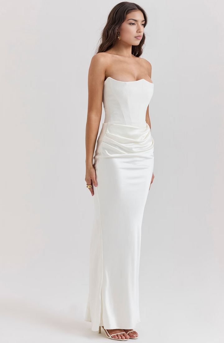 Hera - Elegant Retro Solid Color Strapless Party Dress